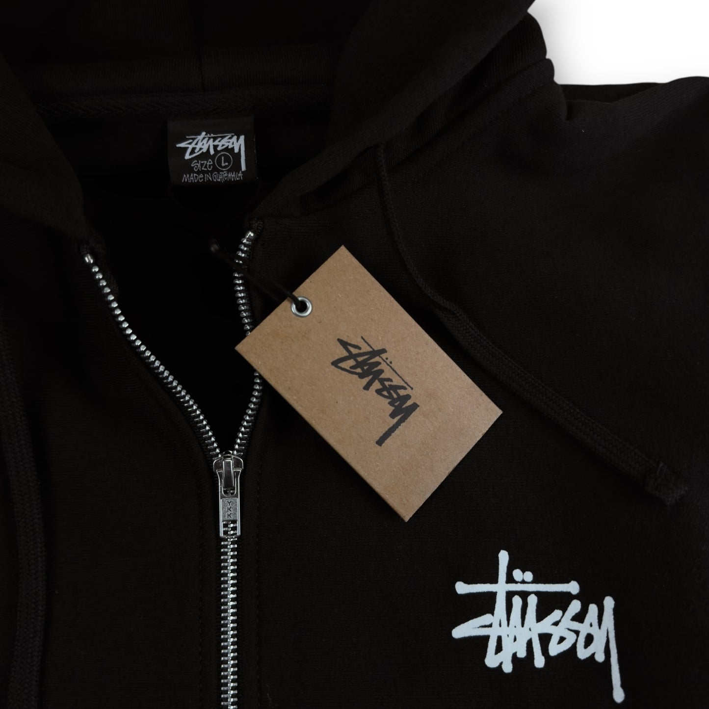 Stussy Black Script Zip-Up Hoodie (L)