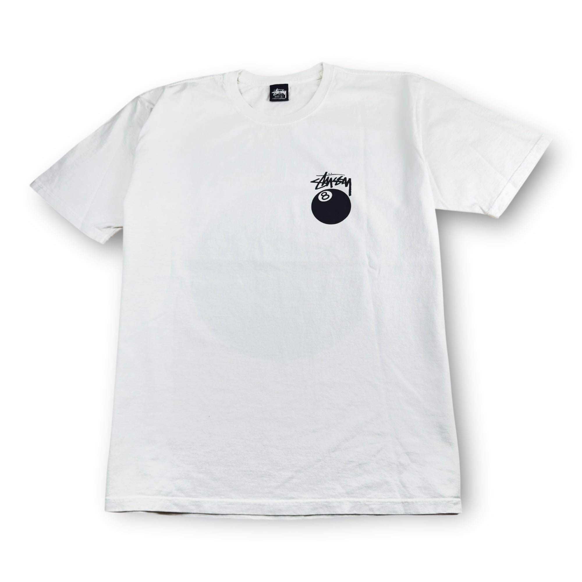 STUSSY 8ボール ラグランカットソー M ブラウン×ホワイト USA製 Stussy White 8 Ball (M/L/XL) – Exchange